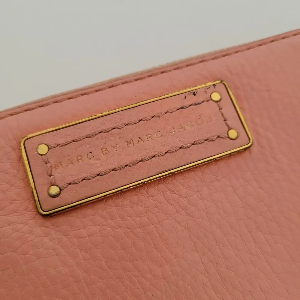 Marc By Marc Jacobs Light Pink Zip Around Wallet Large Continental Logo Designer